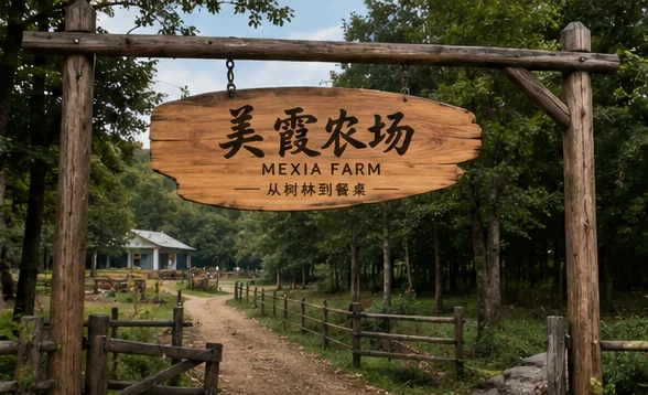 美霞农场入口木牌品牌效果