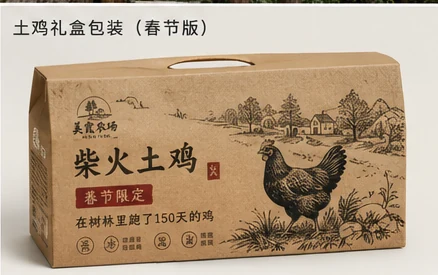 美霞农场柴火土鸡春节礼盒品牌包装概念
